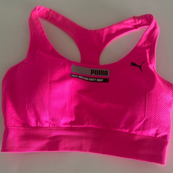 Puma Neon Pink Racerback Sports Bra - Picture 1 of 8